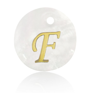 Schelp hanger special letter F Gold-white (natuurlijke kleur)