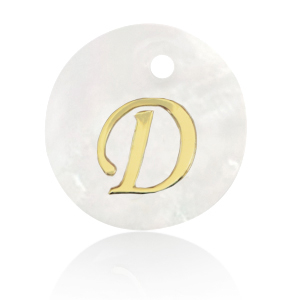 Schelp hanger special letter D Gold-white (natuurlijke kleur)