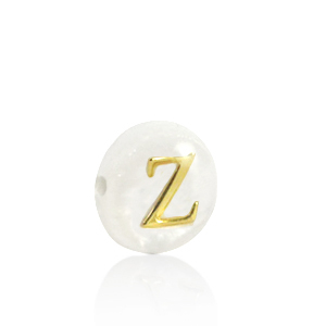 Schelp kralen letter Z Gold-white (natuurlijke kleur)