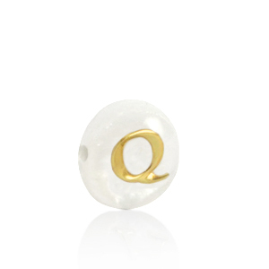 Schelp kralen letter Q Gold-white (natuurlijke kleur)