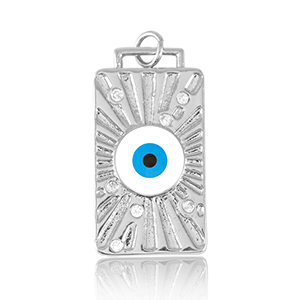 TQ metaal brass bedels rectangle with eye of providence enamel Silver-blue white