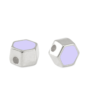 Metaal kralen DQ hexagon Antiek zilver-lavender purple (nikkelvrij)