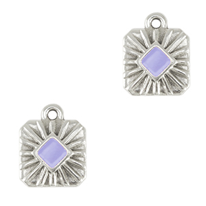 Metaal bedels DQ square Antiek zilver-lavender purple (nikkelvrij)