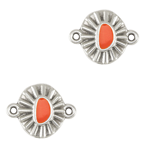 Metaal bedels DQ connector Antiek zilver-coral red (nikkelvrij)