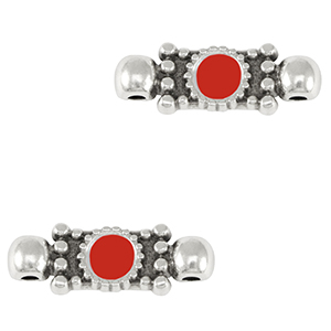 Metaal bedels DQ connector Antiek zilver-red (nikkelvrij)