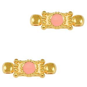Metaal bedels DQ connector Goud-salmon pink (nikkelvrij)