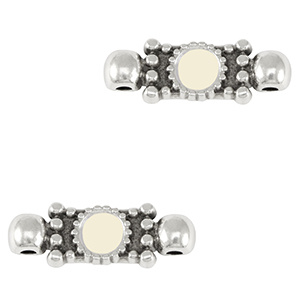 Metaal bedels DQ connector Antiek zilver-ivory white (nikkelvrij)