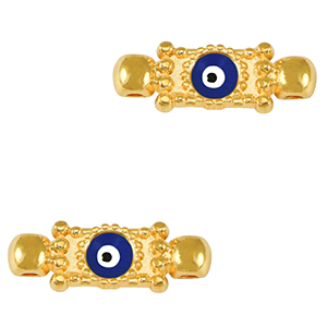 Metaal bedels DQ tussenstuk evil eye Goud-dark blue (nikkelvrij)