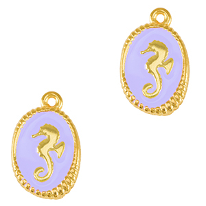 Metaal bedels DQ seahorse Goud-lavender purple (nikkelvrij)