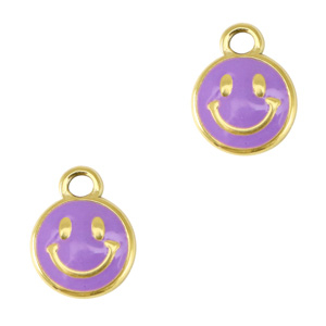 Bedels van Stainless steel Roestvrij staal (RVS) smiley enamel Gold-purple