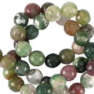 Kralen natuursteen chalcedoon (jaspis) 8mm facet geslepen Multicolour green