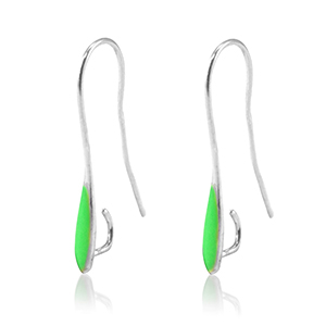 Metaal onderdelen DQ oorbellen / oorhangers Antiek zilver-neon green (nikkelvrij)