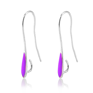 Metaal onderdelen DQ oorbellen / oorhangers Antiek zilver-purple (nikkelvrij)