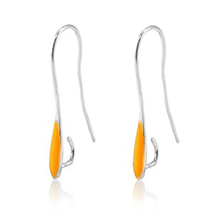 Metaal onderdelen DQ oorbellen / oorhangers Antiek zilver-neon orange (nikkelvrij)