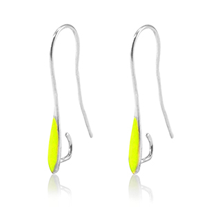 Metaal onderdelen DQ oorbellen / oorhangers Antiek zilver-neon yellow (nikkelvrij)
