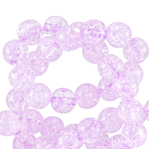 Glaskralen 6 mm crackle Sheer lilac pink
