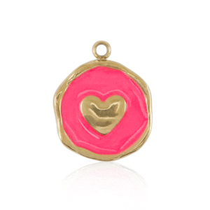 Bedels van Stainless steel Roestvrij staal (RVS) hart Gold-neon pink