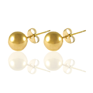 Oorbellen / oorstekers van Stainless steel Roestvrij staal (RVS) 6mm Goud