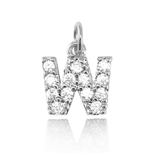 TQ metaal brass bedels initial W Silver