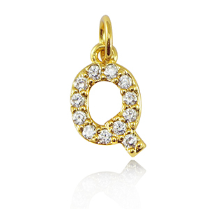 TQ metaal brass bedels initial Q Gold