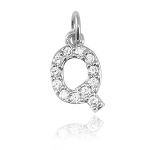 TQ metaal brass bedels initial Q Silver