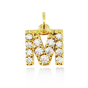 TQ metaal brass bedels initial M Gold