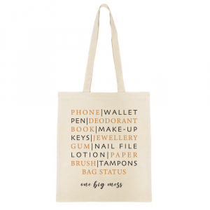 Canvas tas "Bag status one big mess" Ecru beige