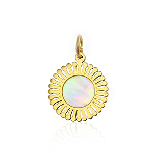 Bedels van Stainless steel Roestvrij staal (RVS) shell 12mm Gold-white (natuurlijke kleur)