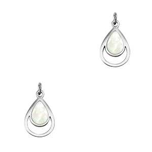 Bedels van Stainless steel Roestvrij staal (RVS) shell drop Silver-white (natuurlijke kleur)
