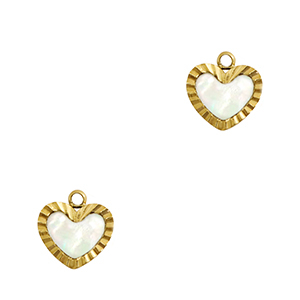 Bedels van Stainless steel Roestvrij staal (RVS) shell heart Gold-white (natuurlijke kleur)