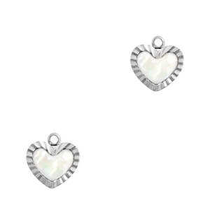 Bedels van Stainless steel Roestvrij staal (RVS) shell heart Silver-white (natuurlijke kleur)