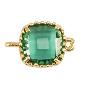 Crystal glas tussenstukken square Emerald green-gold
