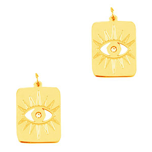 Bedels van Stainless steel Roestvrij staal (RVS) eye of providence rectangle Gold