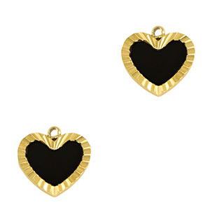 Bedels van Stainless steel Roestvrij staal (RVS) heart Gold-black