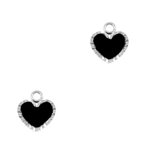 Bedels van Stainless steel Roestvrij staal (RVS) heart Silver-black