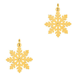 Bedels van Stainless steel Roestvrij staal (RVS) snowflake Gold