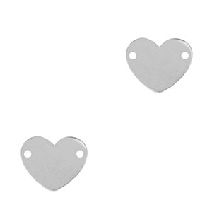 Bedels van Stainless steel Roestvrij staal (RVS) tussenstuk heart Silver
