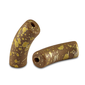 Kralen van acryl tube matt Brown-gold