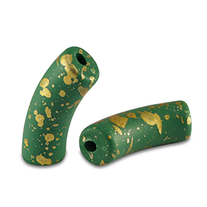 Kralen van acryl tube matt Dark green-gold