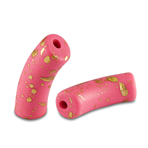 Kralen van acryl tube matt Pink-gold