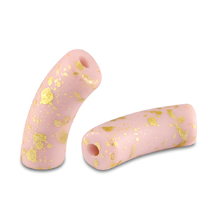 Kralen van acryl tube matt Light pink-gold