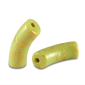 Kralen van acryl tube shiny Lime green-gold