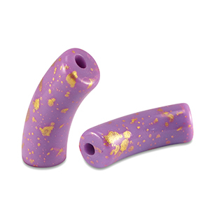 Kralen van acryl tube shiny Purple-gold