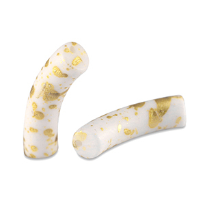 Kralen van acryl tube matt White-gold