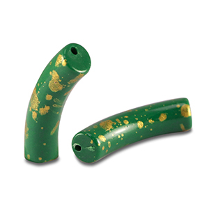 Kralen van acryl tube shiny Dark green-gold