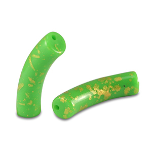 Kralen van acryl tube shiny Light green-gold