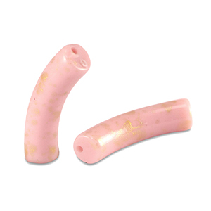 Kralen van acryl tube shiny Light pink-gold