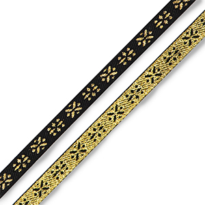 Tekstlint flowers Black-gold
