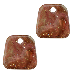 Hangers van resin trapezium glitter Multicolor brown