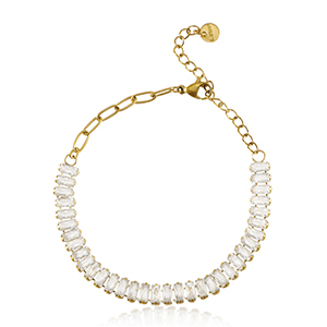 Armbanden van Stainless steel Roestvrij staal (RVS) Goud-crystal